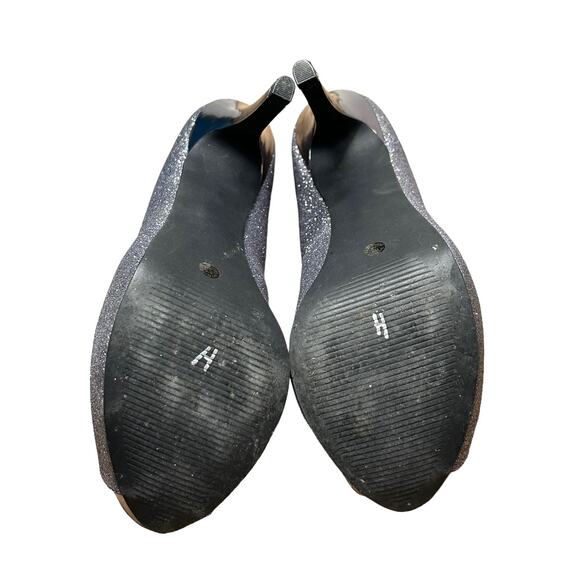 Jacqueline Ferrar Pewter Glitter Platforms with Pewter Stiletto Heels Size 9 1/2 - Picture 8 of 8